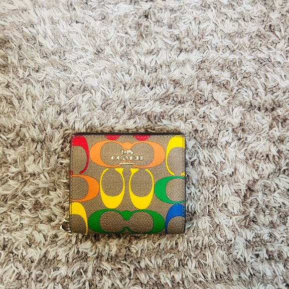 Coach Handbags - Coach Signature Canvas Rainbow Snap Wallet C4536